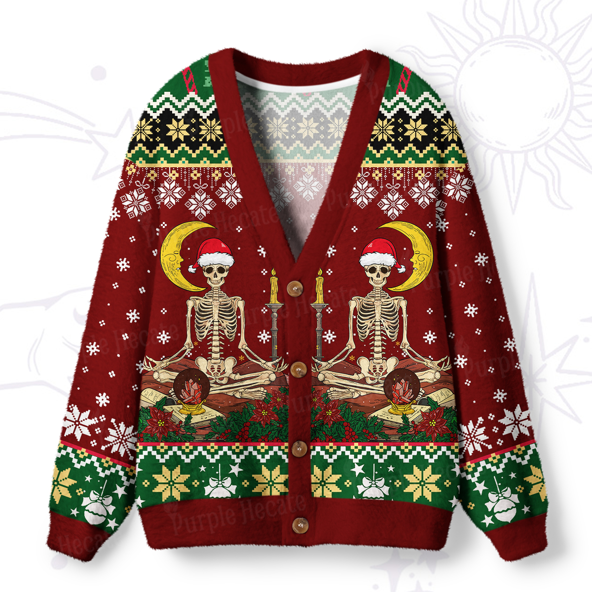 Purplehecate The Reader Tarot Christmas Ugly Cardigan Sweaters