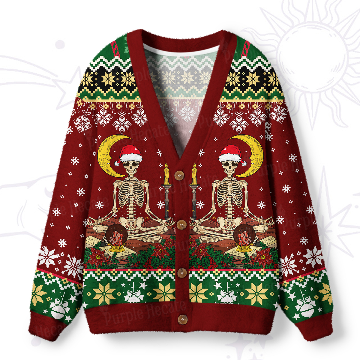 Magic Purplehecate The Reader Tarot Christmas Ugly Cardigan Sweaters