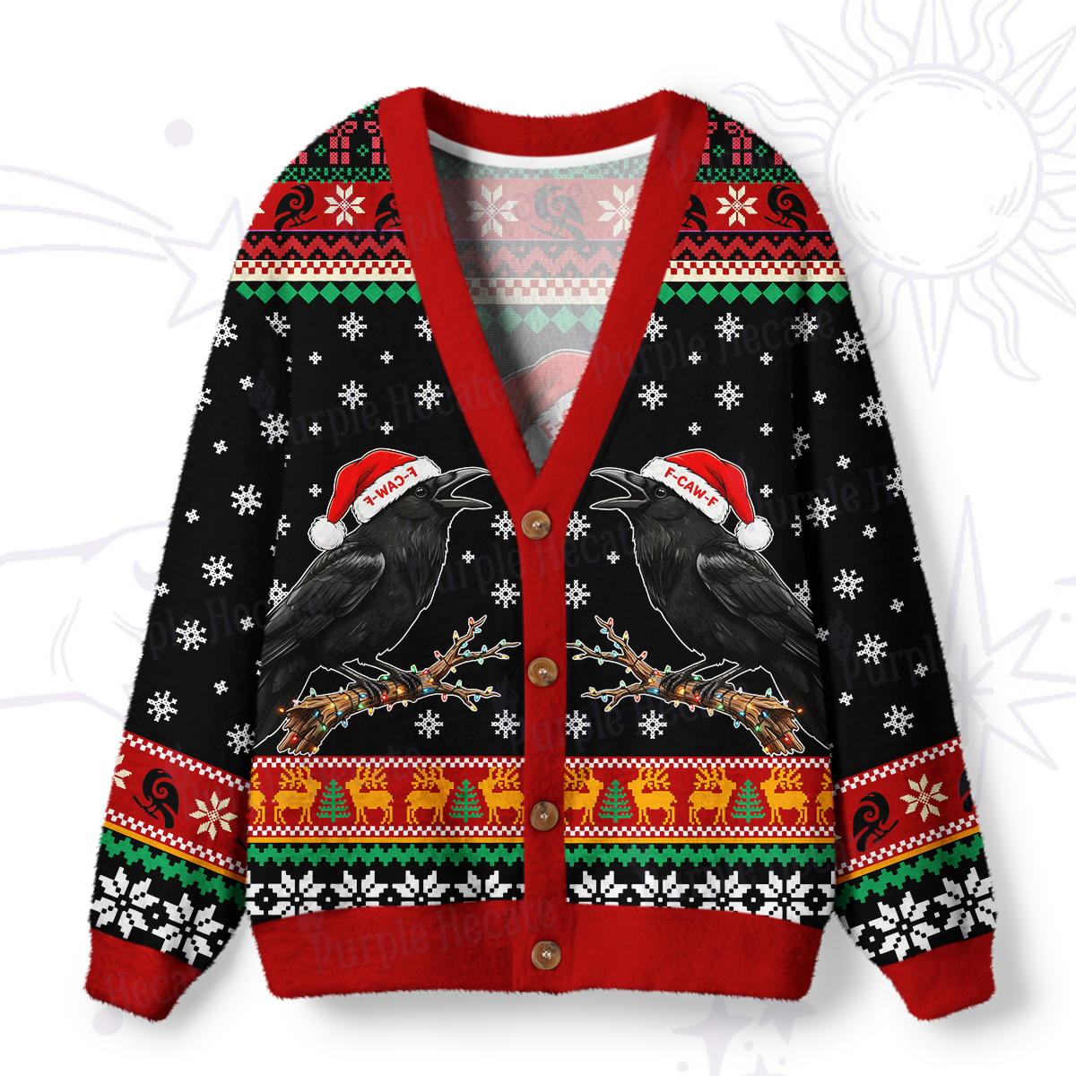 Purplehecate F-Caw-F Funny Crow Ugly Cardigan Sweaters