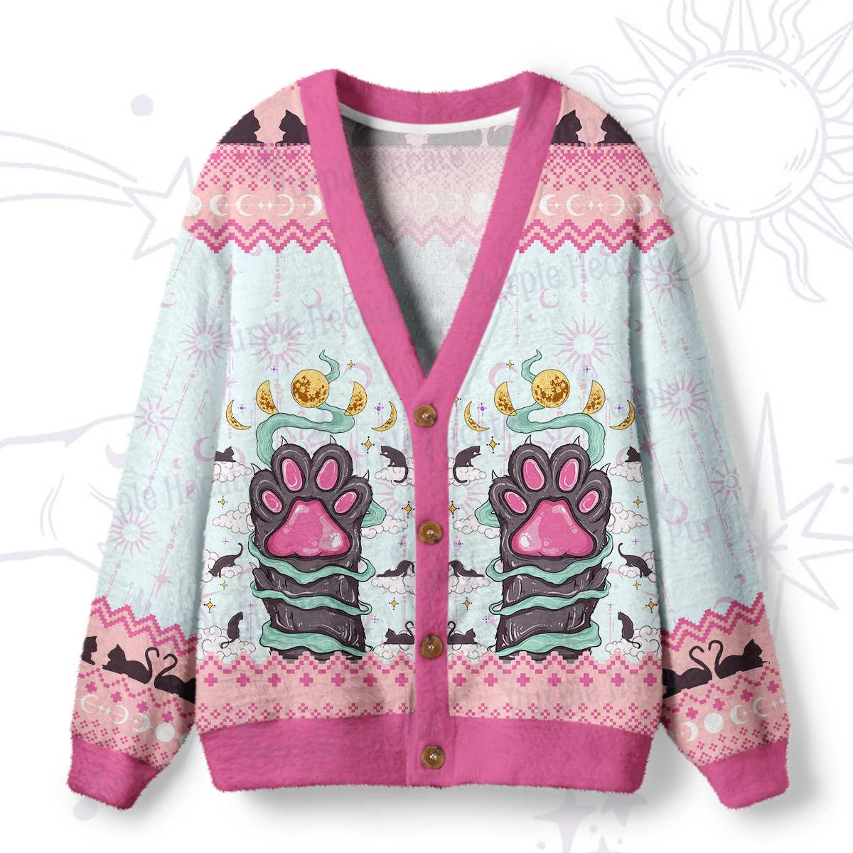 Purplehecate The Beans Cat Tarot Ugly Cardigan Sweaters