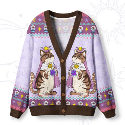 Purplehecate The High Priestess Cat Tarot Ugly Cardigan Sweaters