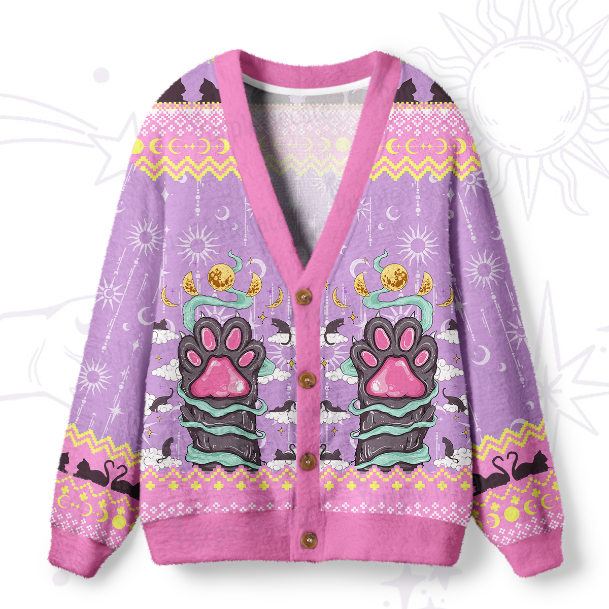 Purplehecate The Beans Cat Tarot Ugly Cardigan Sweaters