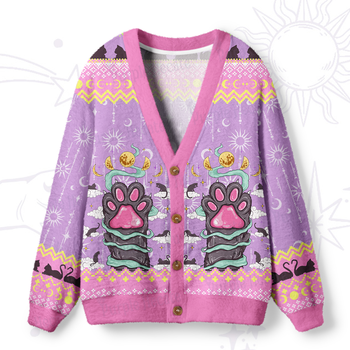 Magic Purplehecate The Beans Cat Tarot Ugly Cardigan Sweaters