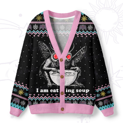 Purplehecate Mothman Eating Soup Ugly Cardigan Sweaters