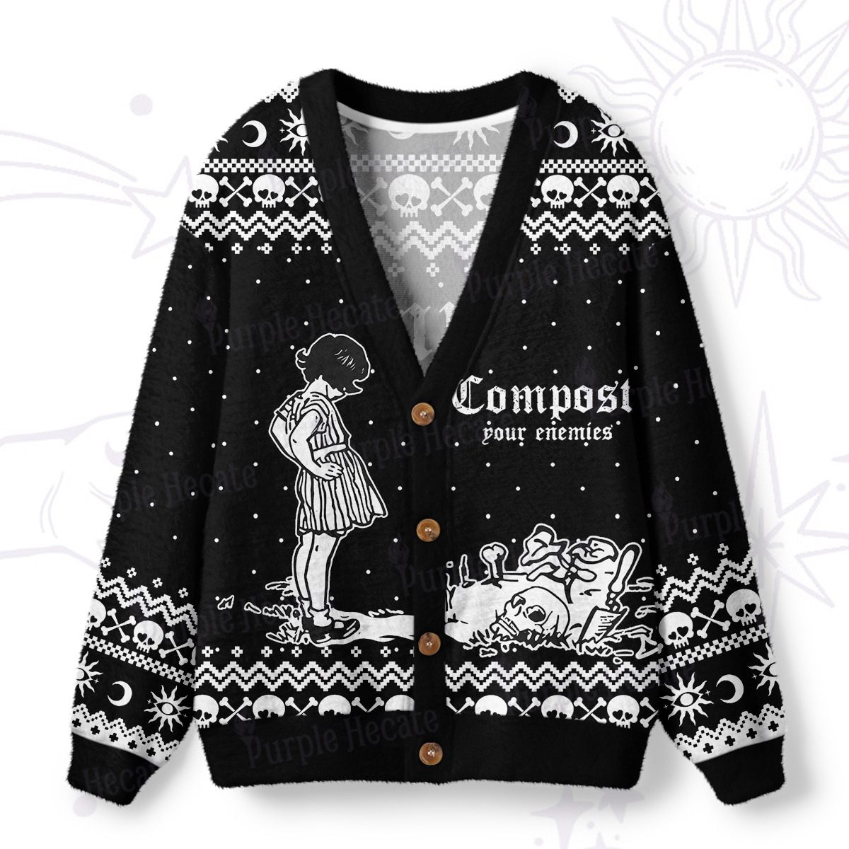 Purplehecate Compost Your Enemies Ugly Cardigan Sweaters