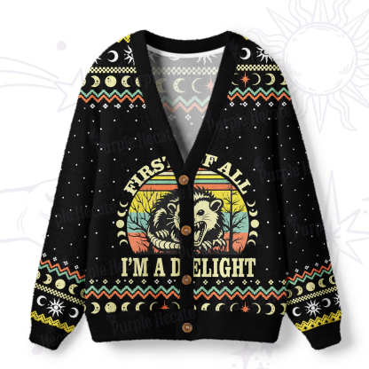 Purplehecate First Of All I'm A Delightful Opossum Ugly Cardigan Sweaters