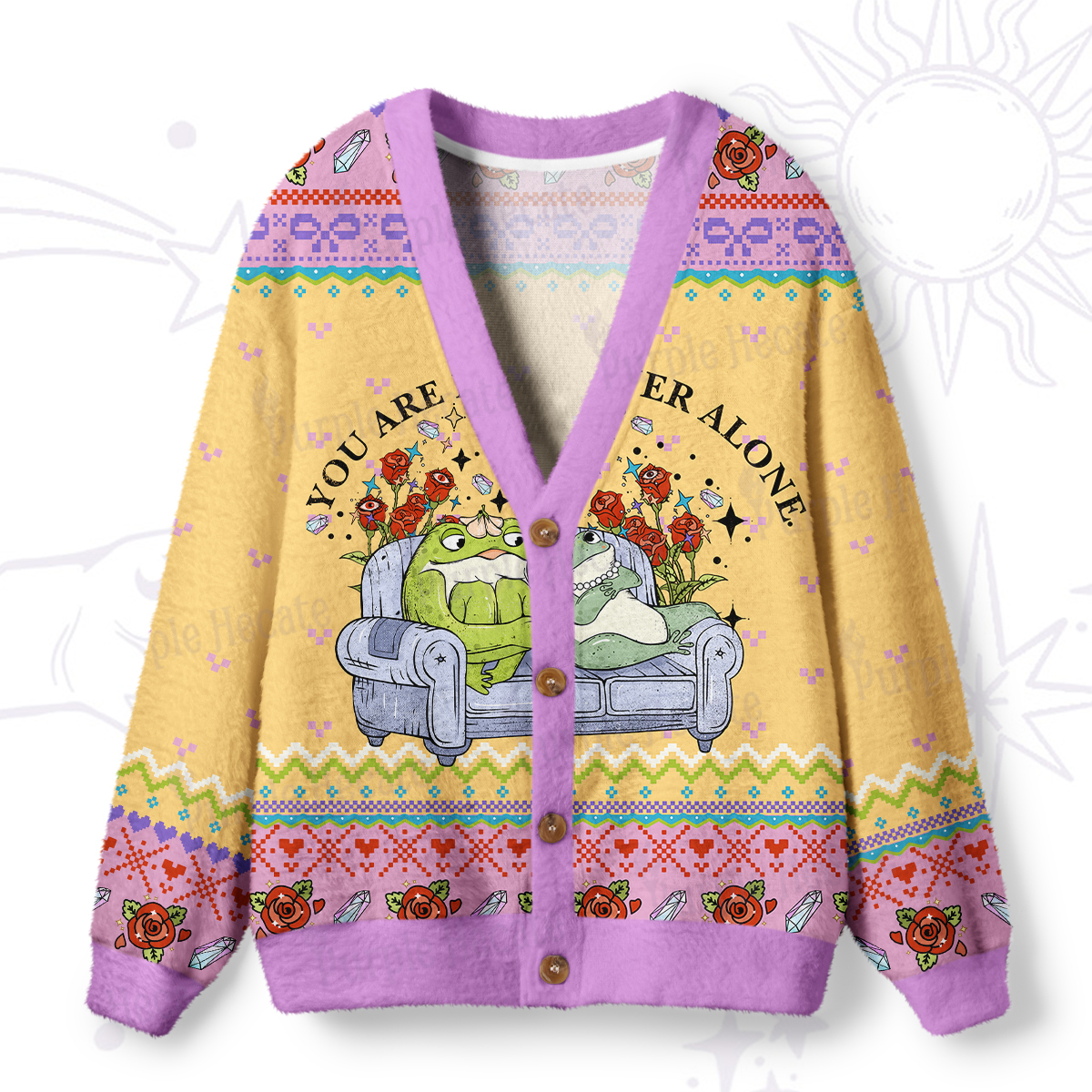 Magic Purplehecate Your Are Never Alone Ugly Cardigan Sweaters
