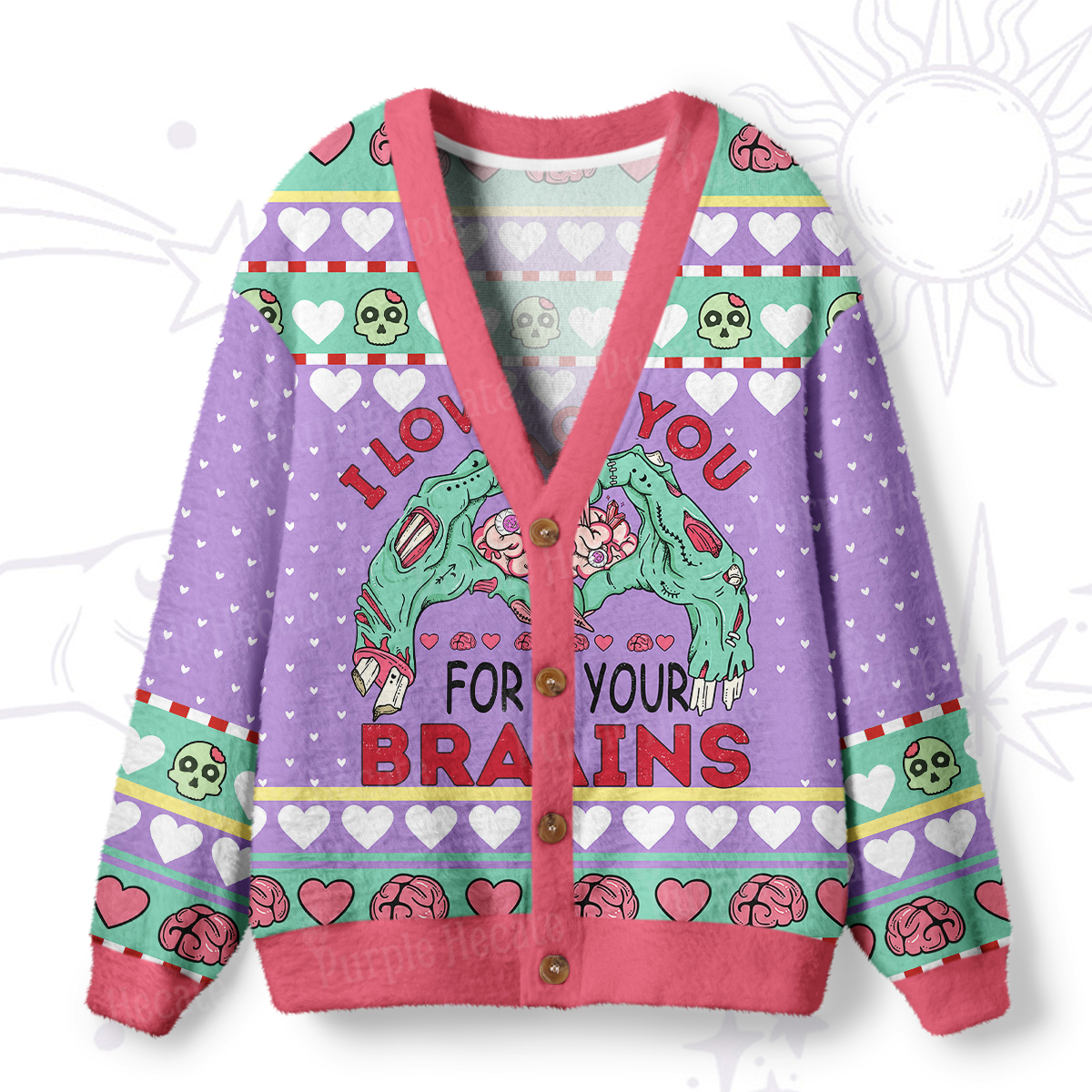 Purplehecate I Love You For Your Brains Ugly Cardigan Sweaters