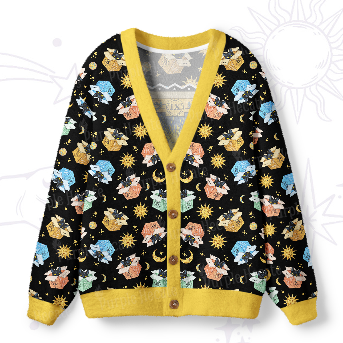 Purplehecate The Hermit Cat Tarot Card Ugly Cardigan Sweaters