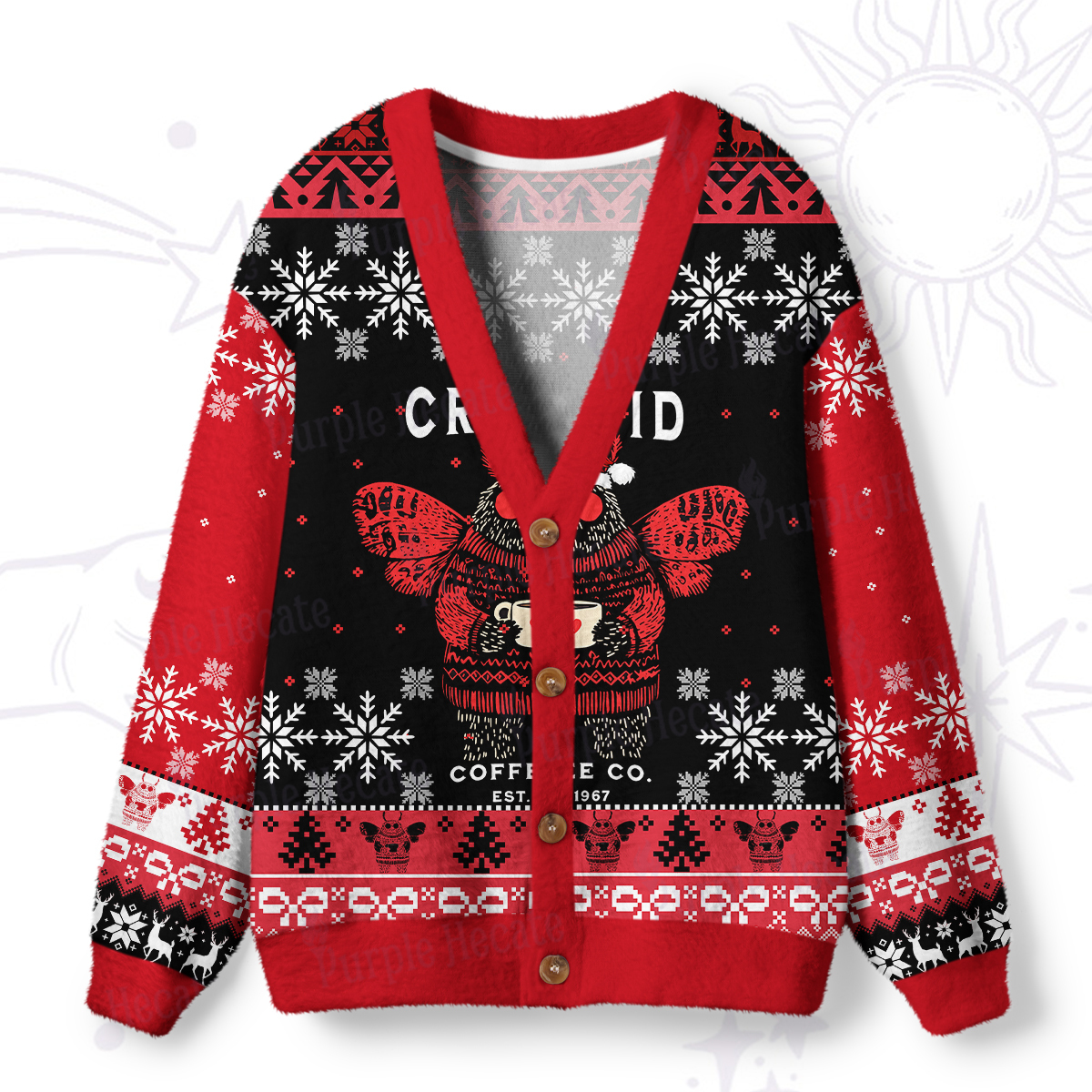 Purplehecate Holiday Monster Mug Ugly Cardigan Sweaters
