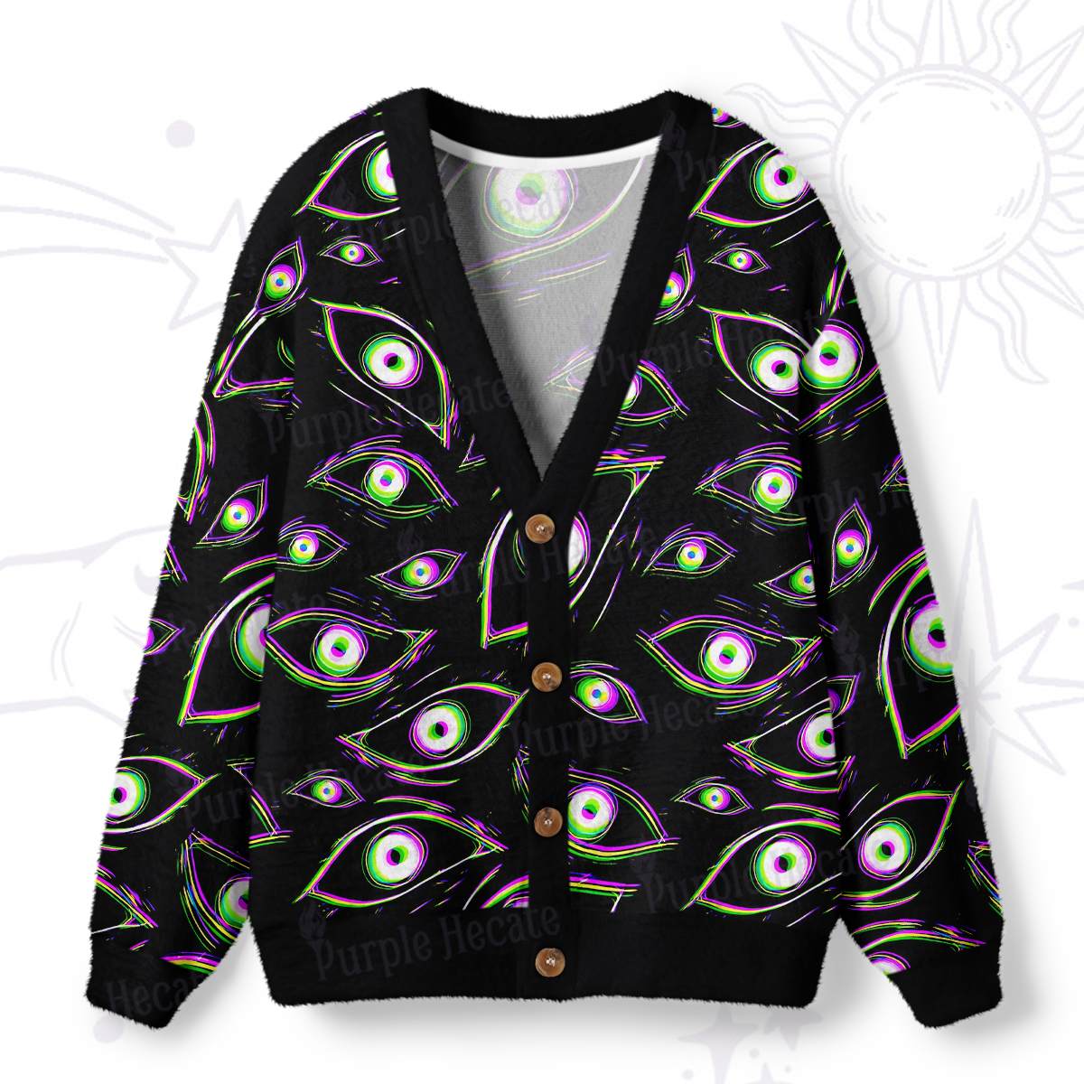 Purplehecate Glitch Vision Ugly Cardigan Sweaters