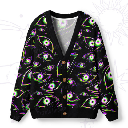 Purplehecate Glitch Vision Ugly Cardigan Sweaters