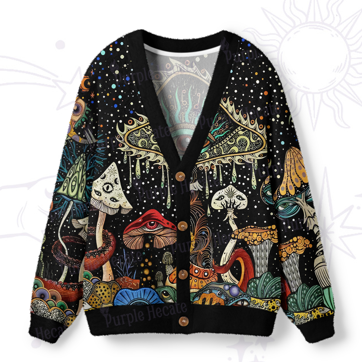 Purplehecate The Eyes of Nature Ugly Cardigan Sweaters