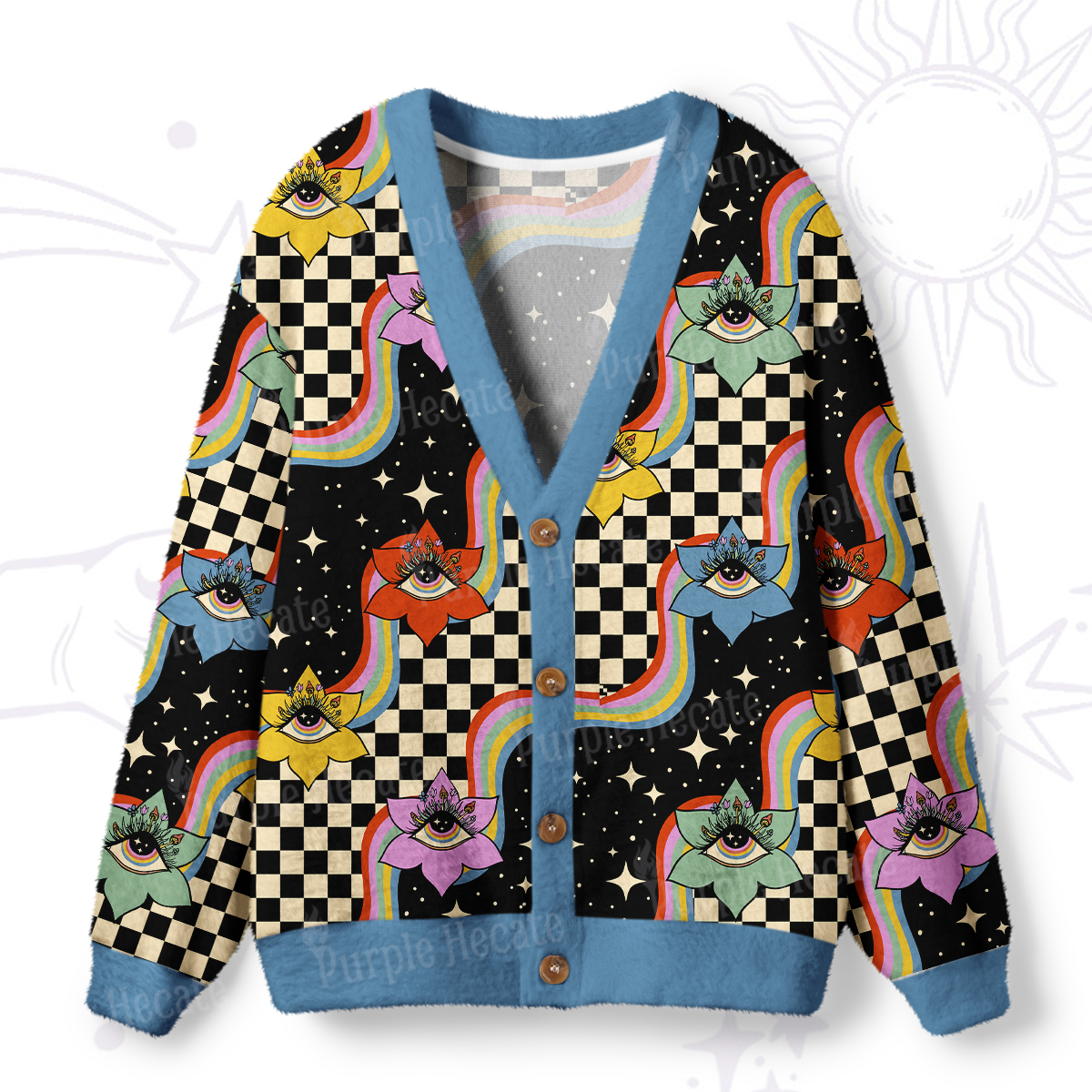 Purplehecate Vision Trip Ugly Cardigan Sweaters