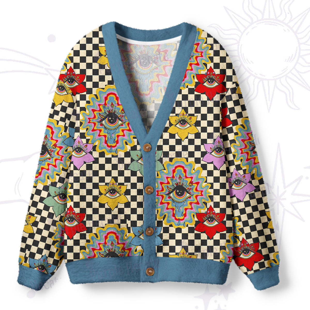 Purplehecate Third Eye Bloom Ugly Cardigan Sweaters