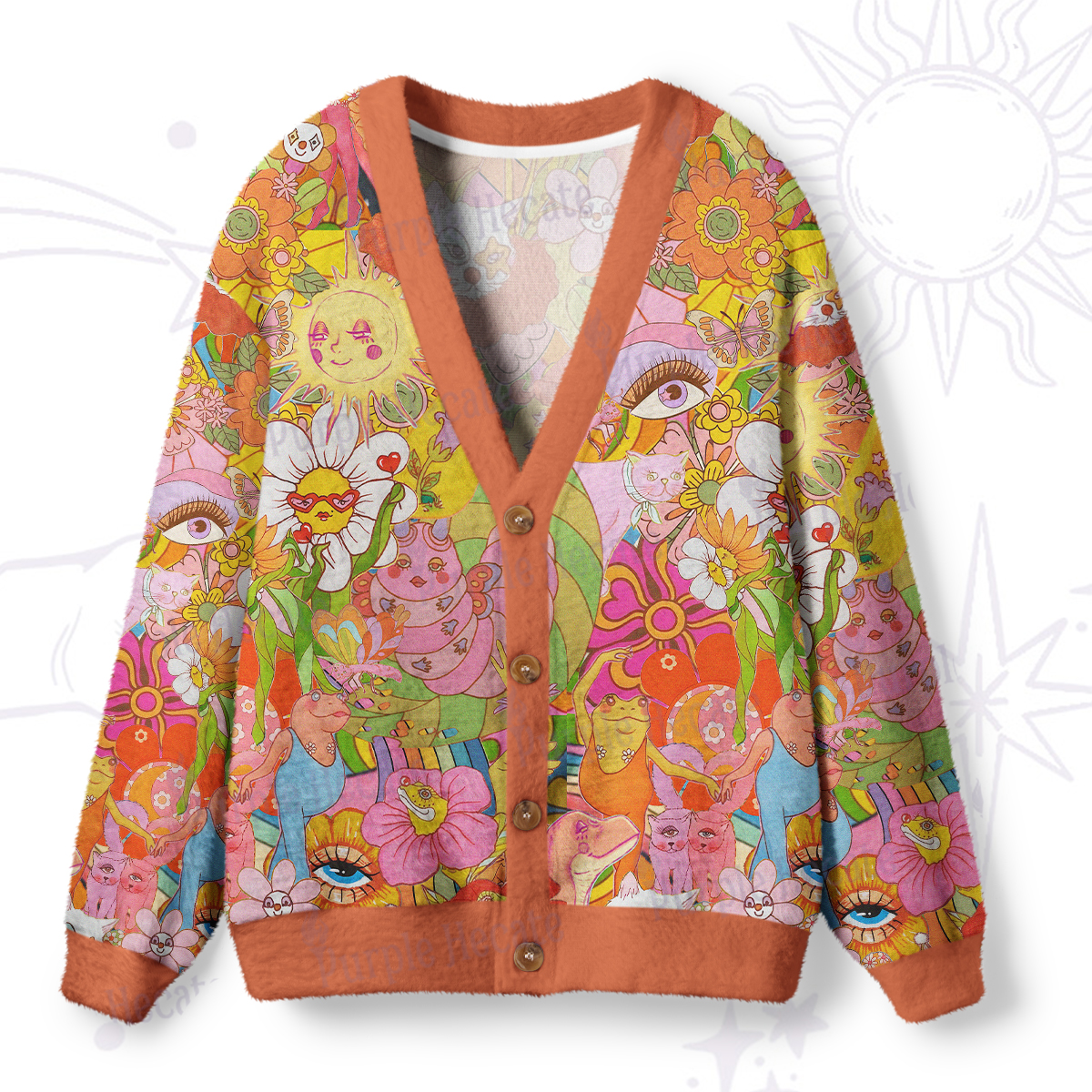 Purplehecate Dreamscape Garden Ugly Cardigan Sweaters