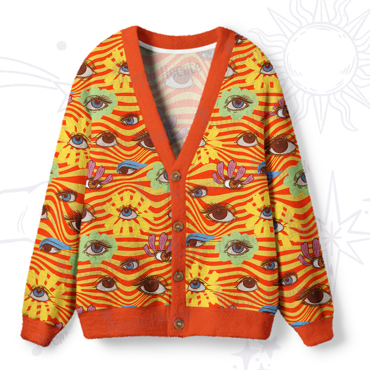 Purplehecate Flower Vision Ugly Cardigan Sweaters