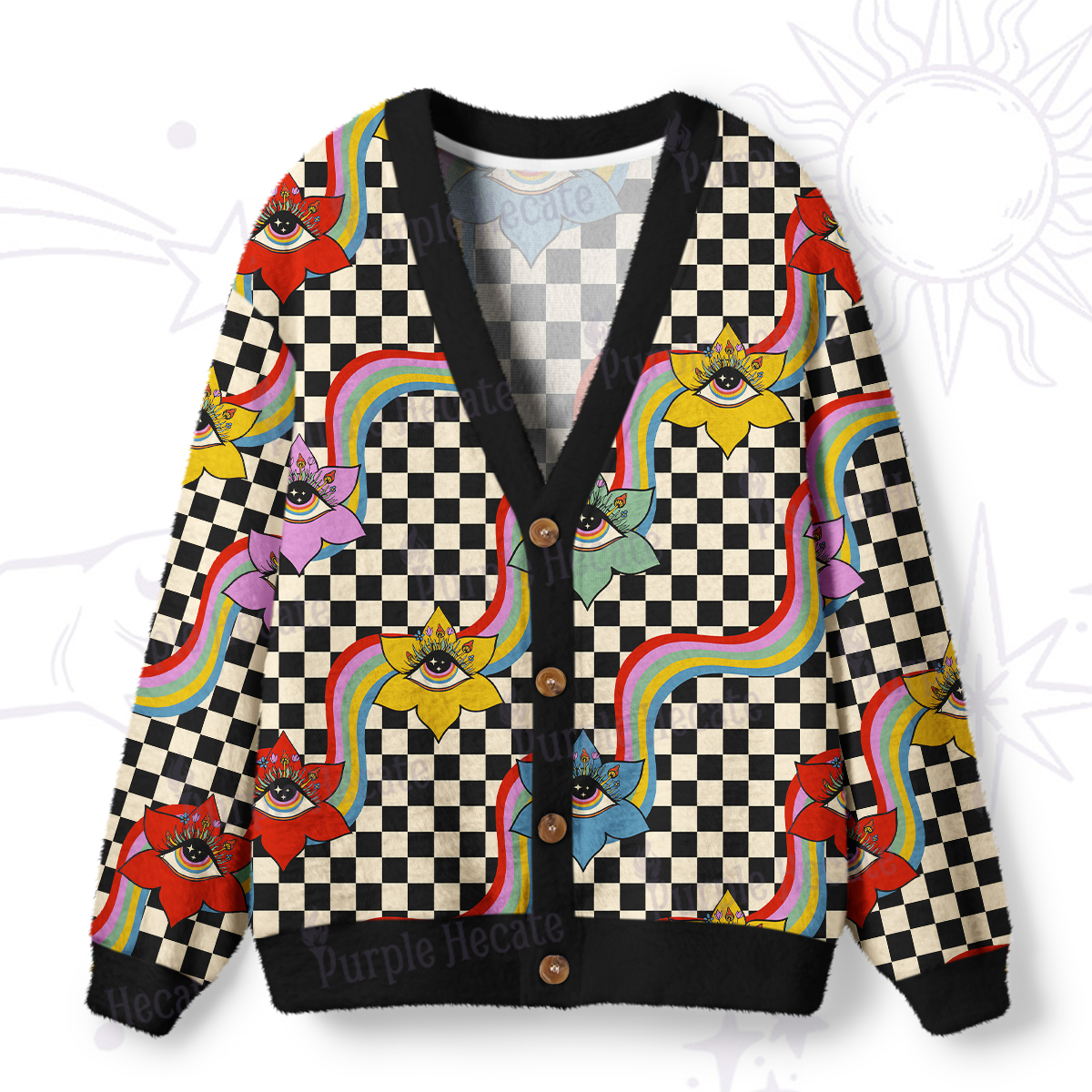 Purplehecate Cosmic Eye Garden Ugly Cardigan Sweaters