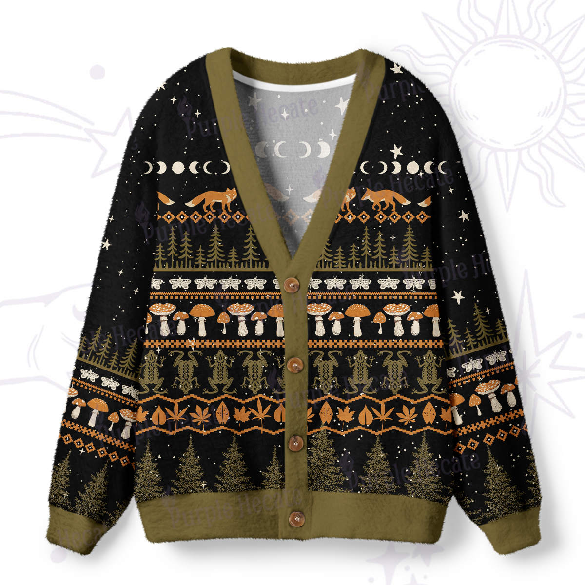 Magic Purplehecate Mystic Woods Ugly Cardigan Sweaters