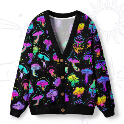 Purplehecate Mushroom Party Ugly Cardigan Sweaters