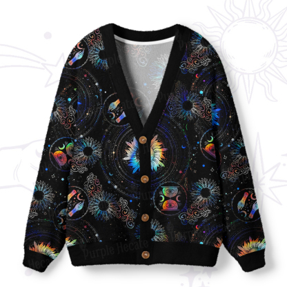 Purplehecate Cosmic Vibes Ugly Cardigan Sweaters