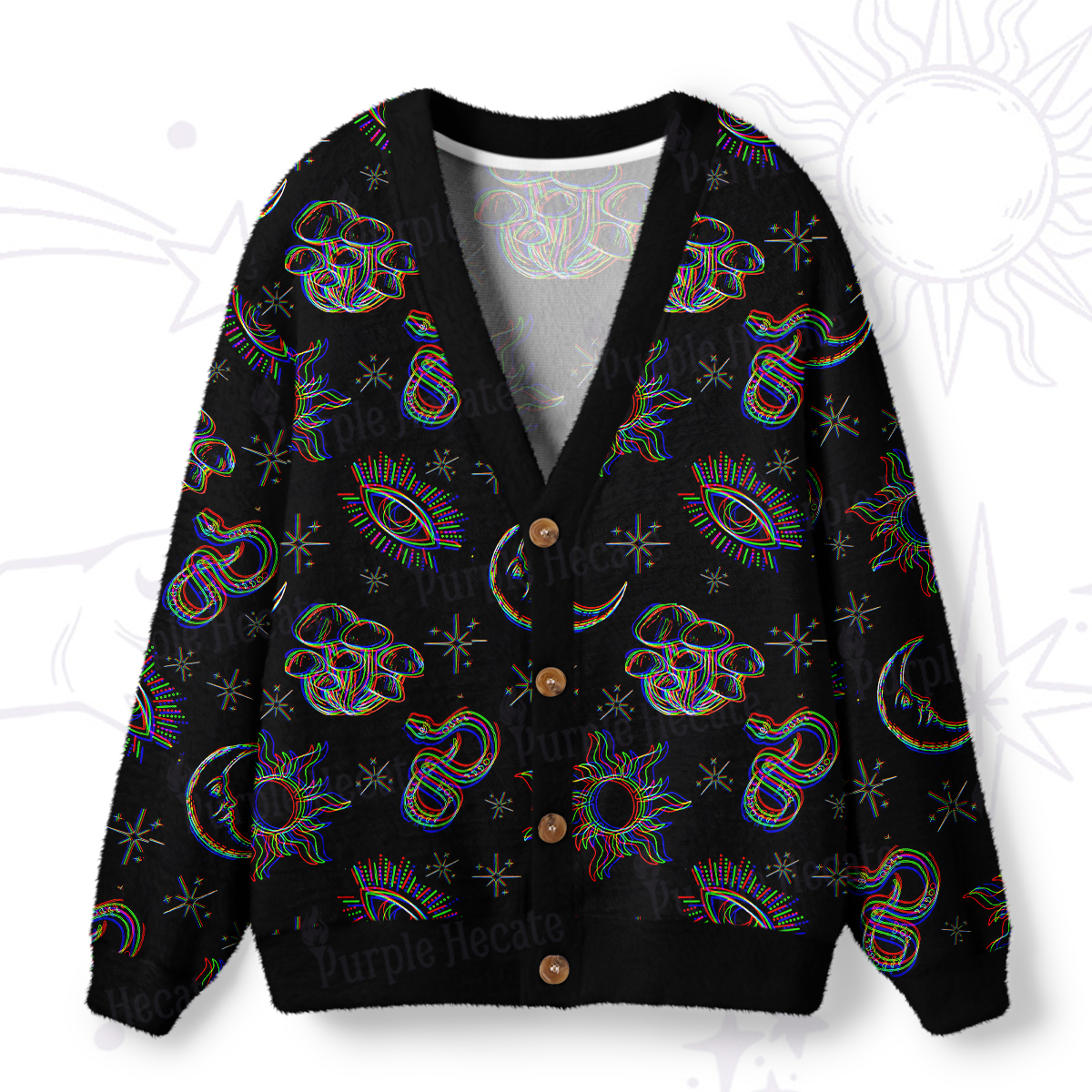 Purplehecate Eye of the Serpent Stars Ugly Cardigan Sweaters
