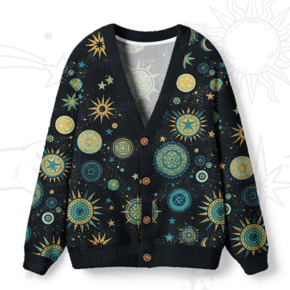 Purplehecate Starry Night Ugly Cardigan Sweaters