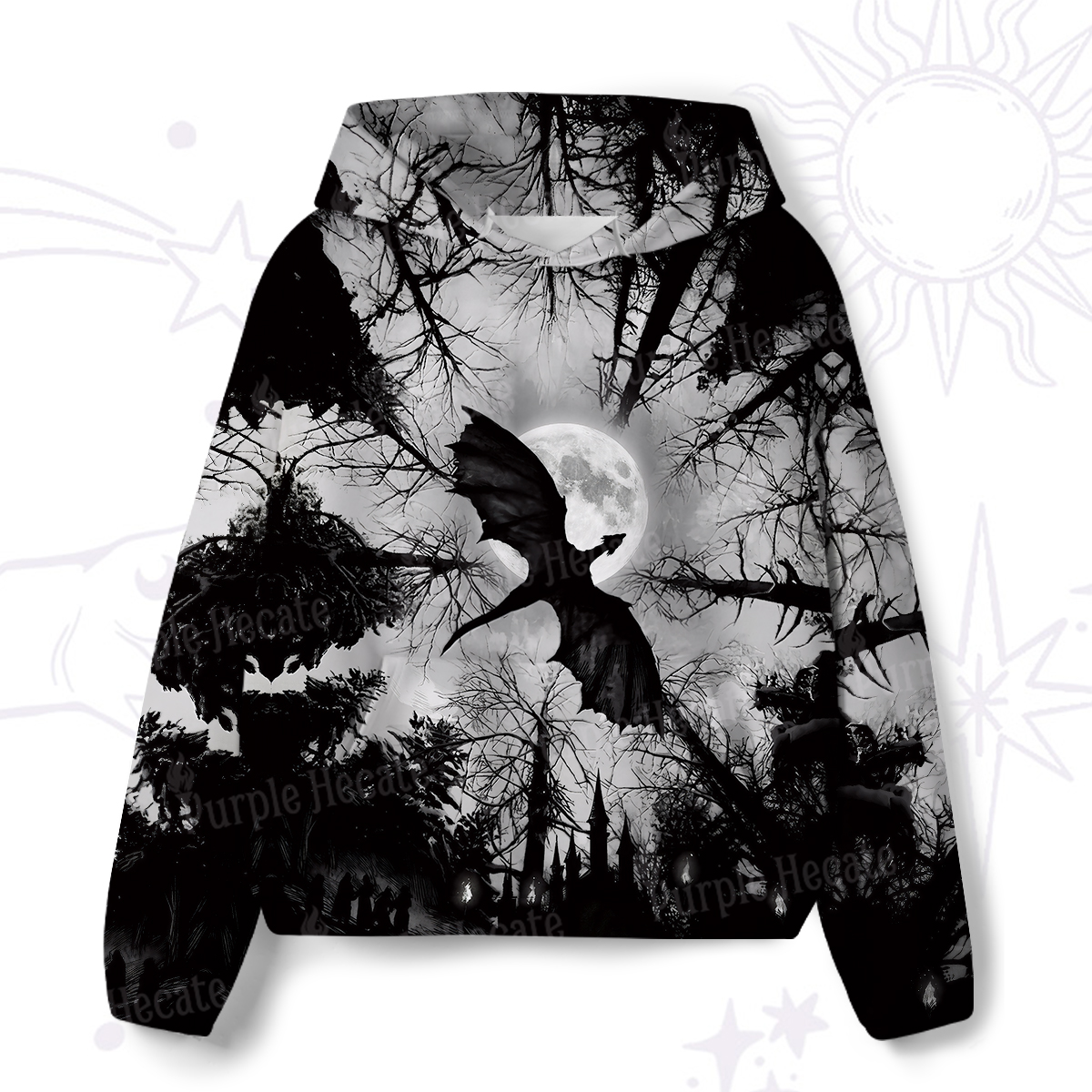 Purplehecate Dark Fantasy Dragon All-Over Print Hoodie
