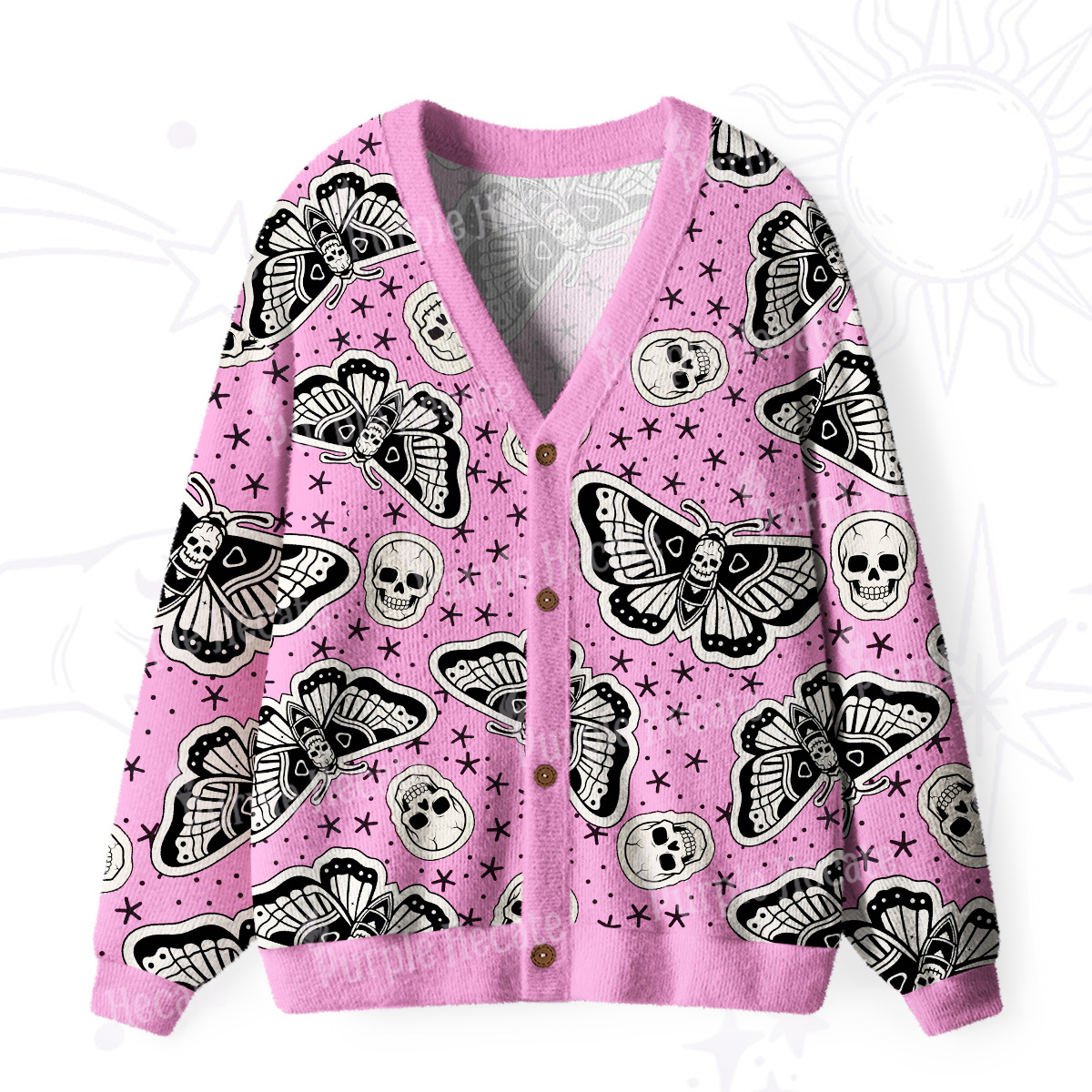 Purplehecate Dark Witchy Death’s Head Moth Skulls Ugly Cardigan Sweaters