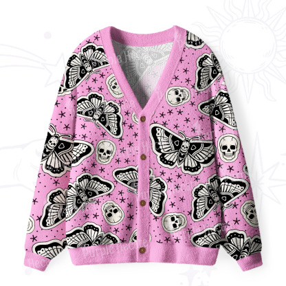 Purplehecate Dark Witchy Death’s Head Moth Skulls Ugly Cardigan Sweaters