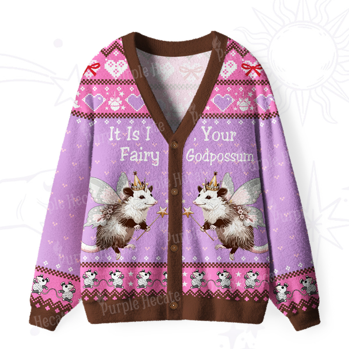 Purplehecate It Is I Your Fairy Godpossum Ugly Cardigan Sweaters