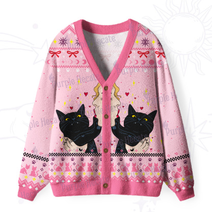 Purplehecate The Lovers Cat  Ugly Cardigan Sweaters