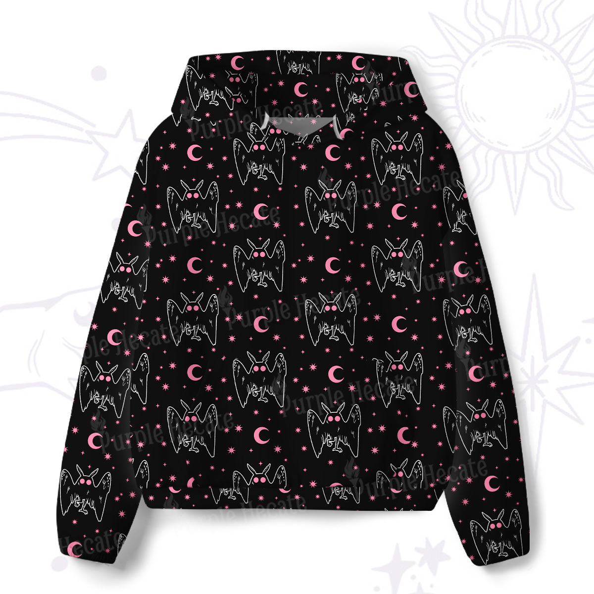 Purplehecate Witchy Mothman Night All-Over Print Hoodie