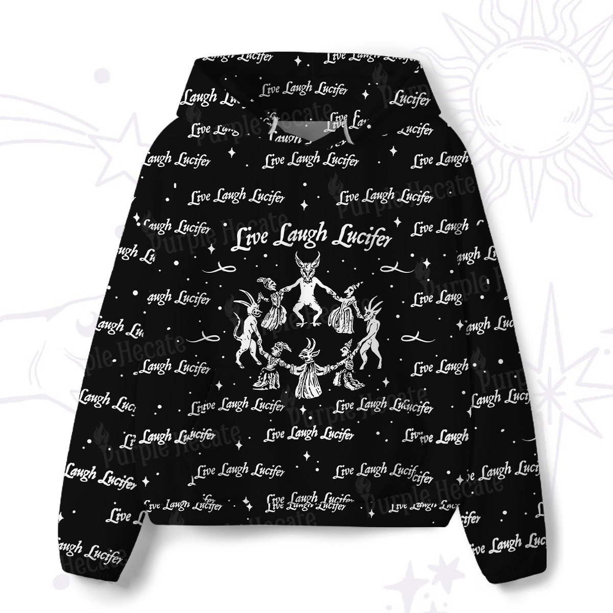 Purplehecate Live Laugh Lucifer All-Over Print Hoodie
