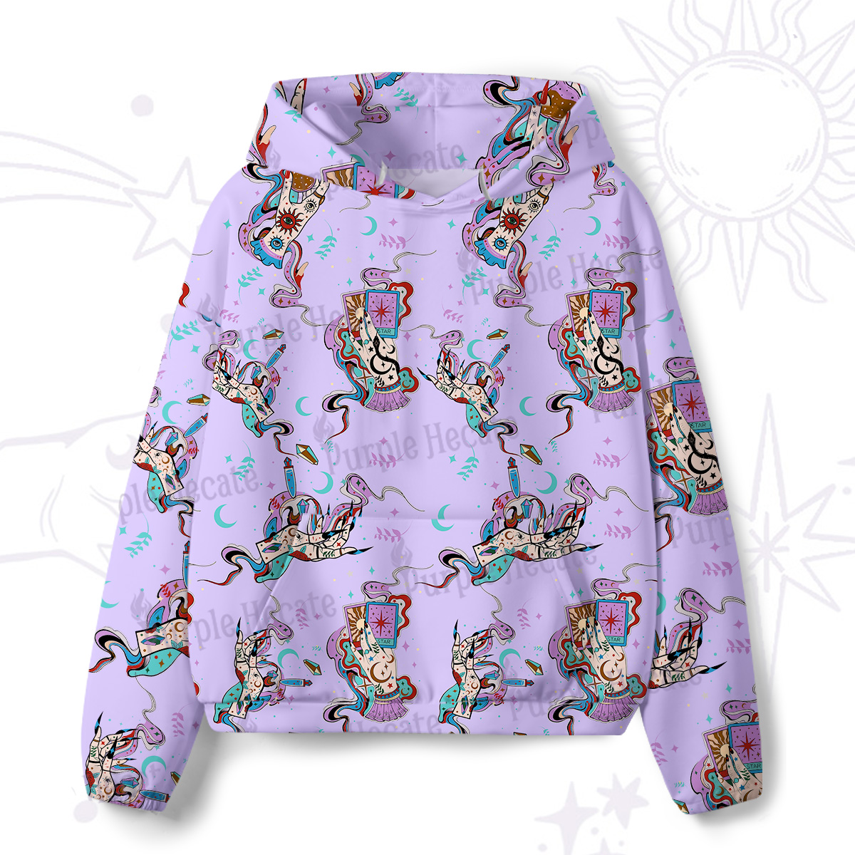 urplehecate Astrological Secrets All-Over Print Hoodie