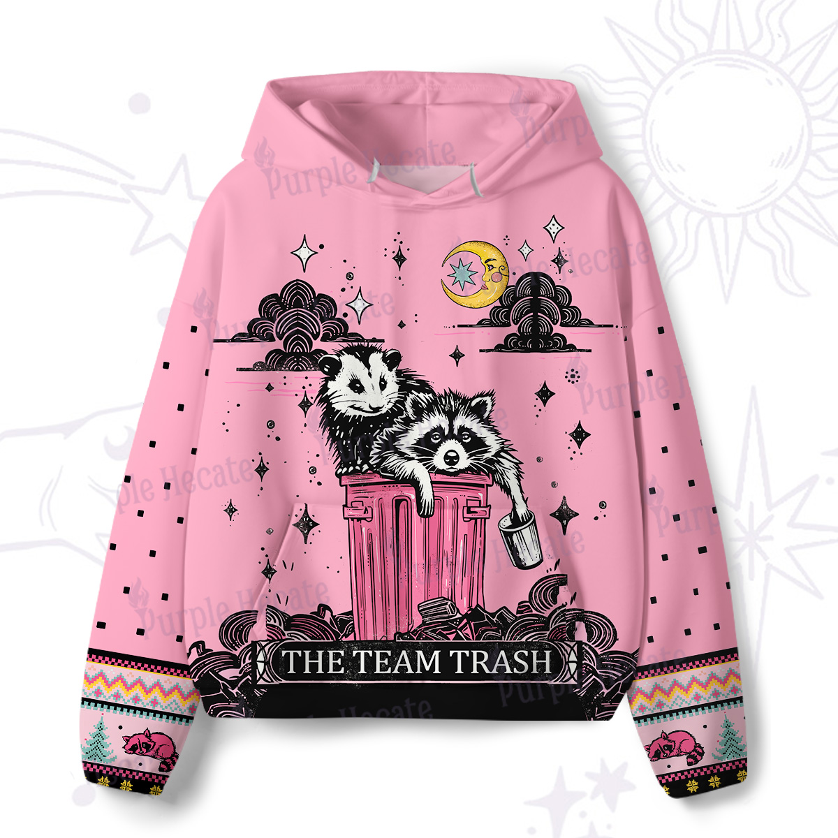 Purplehecate The Team Trash Raccoon & Possum Tarot All-Over Print Hoodie