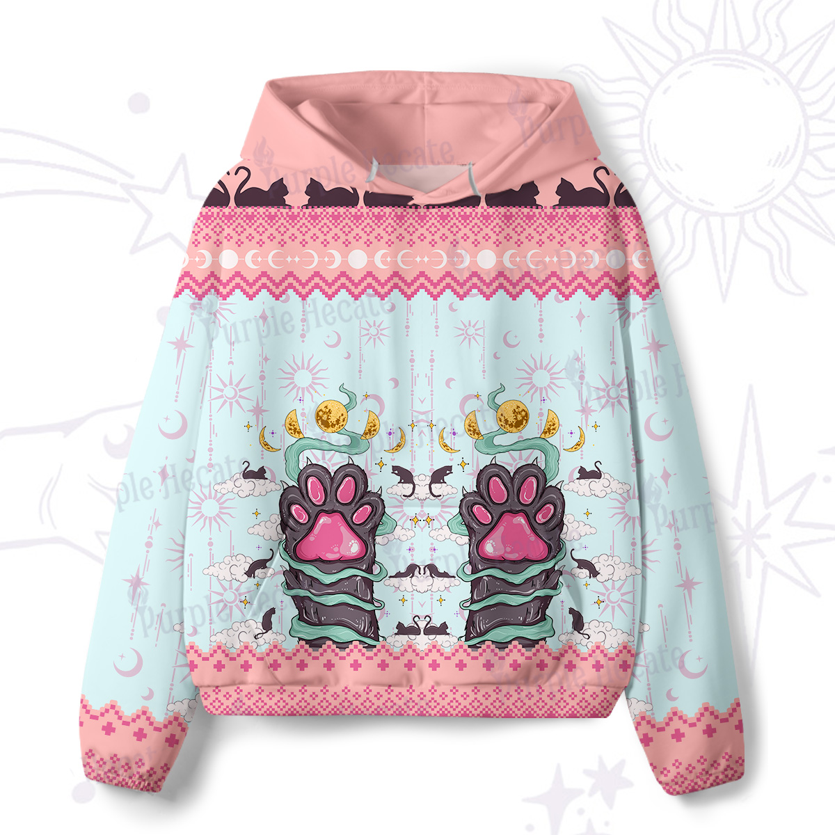 Purplehecate The Beans Cat Tarot All-Over Print Hoodie