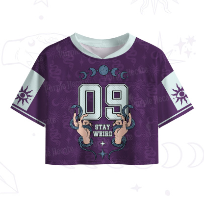 Purplehecate Stay Weird Crop Sports Jersey