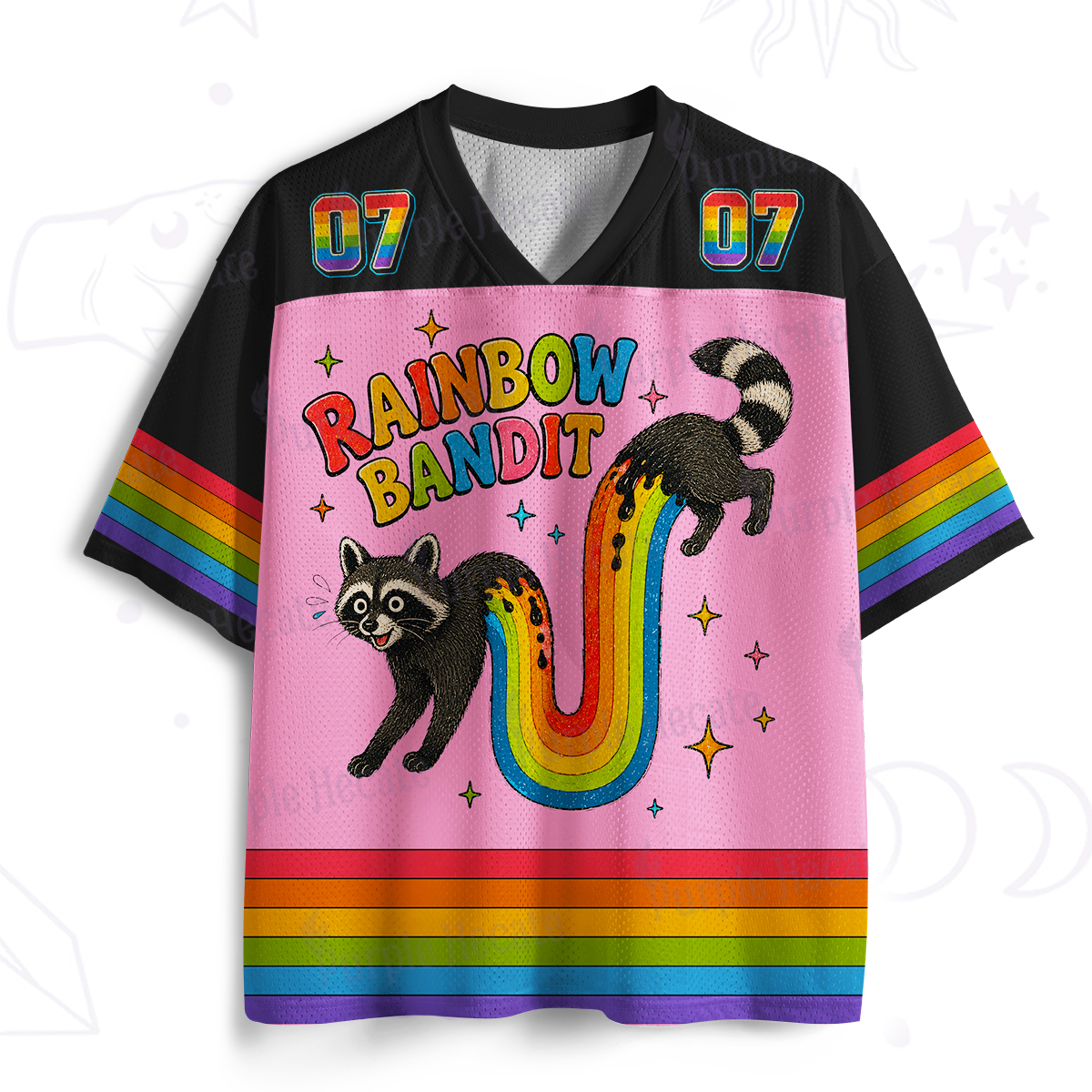 Purplehecate Rainbow Bandit Raccon Pride Mesh Jersey
