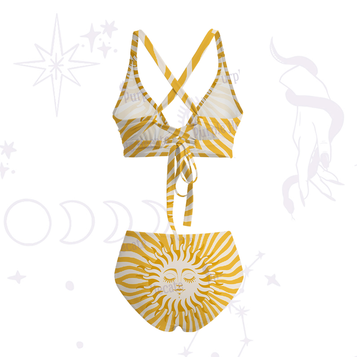 Purplehecate Radiance of the Sun Crisscross Tie-Back Bikini Set