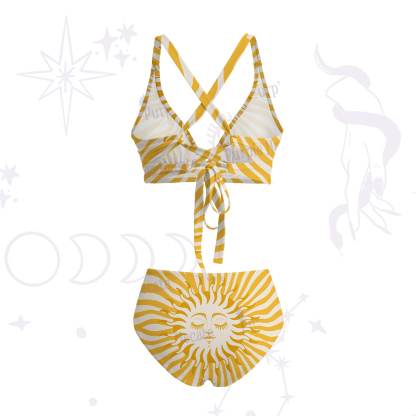 Purplehecate Radiance of the Sun Crisscross Tie-Back Bikini Set