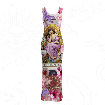 Purplehecate Divine Empress Tarot Collage Mesh Maxi Tank Beach Dress