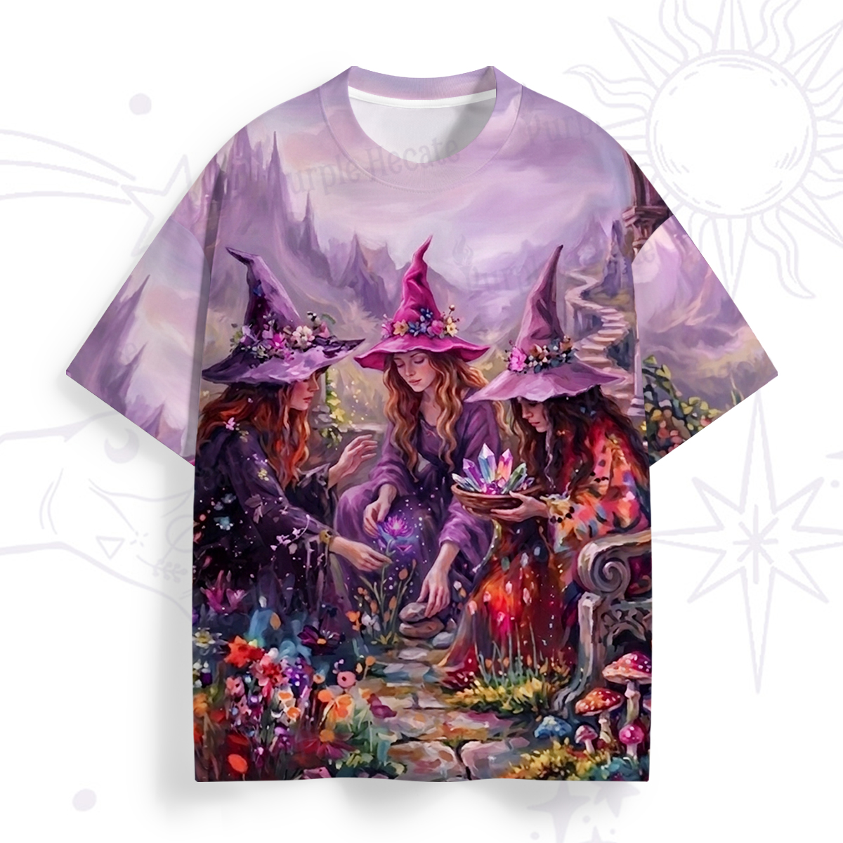 Purplehecate Enchanted Witch Sisters Party All Over Print T-Shirt