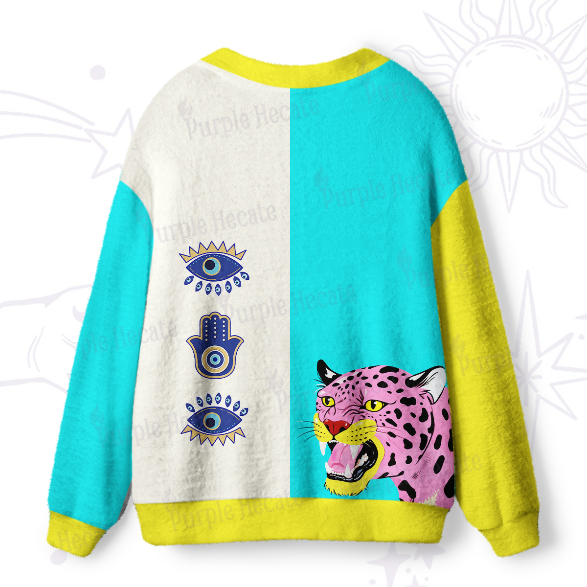 Purplehecate Savage Leopard Evil Eye Ugly Cardigan Sweaters