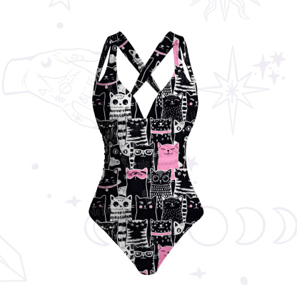 Purplehecate Cute Cat All Over Print One-Piece Swimsuit
