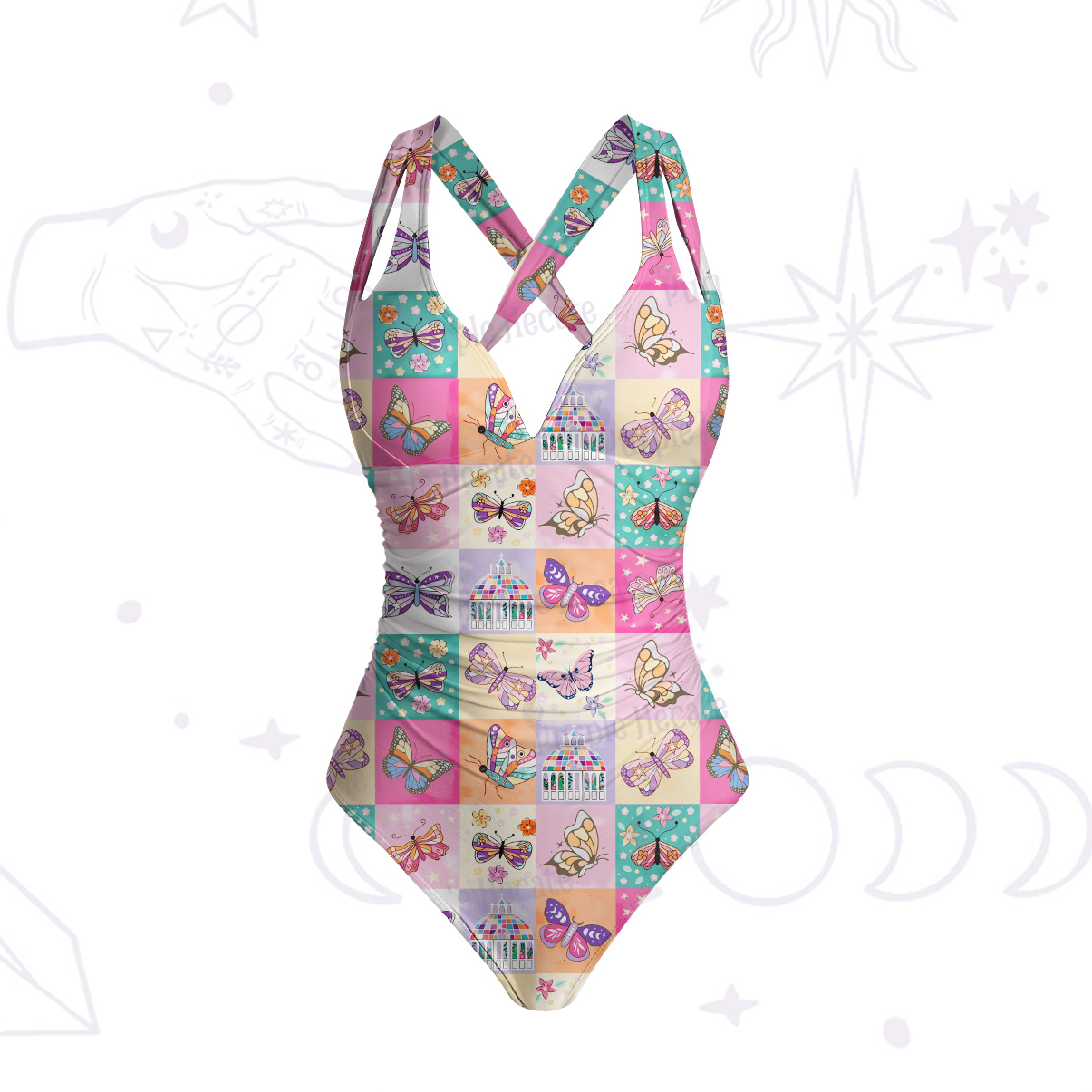 Purplehecate Dreamy Butterfly Garden One-Piece Swimsuit