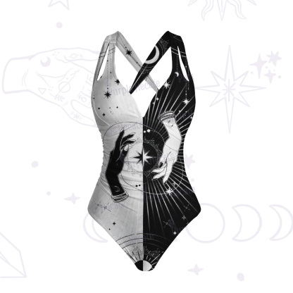 Purplehecate Mystic Duality Hands One-Piece Swimsuit