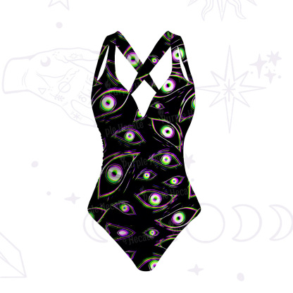 Purplehecate Glitch Vision One-Piece Swimsuit