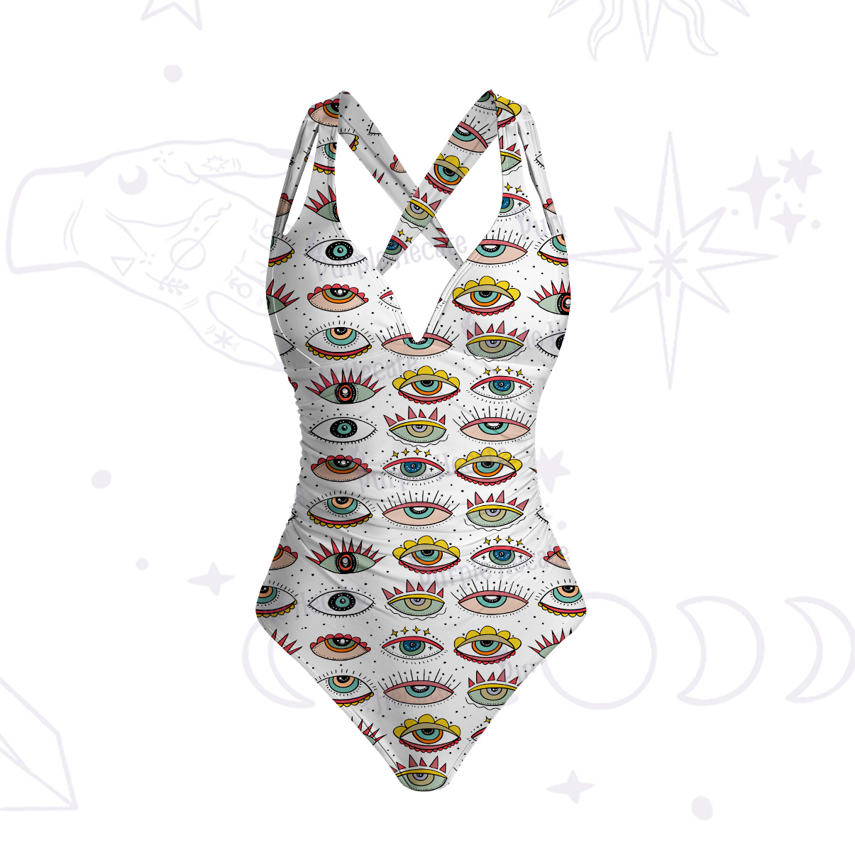 Purplehecate Evil Eye Pattern One-Piece Swimsuit
