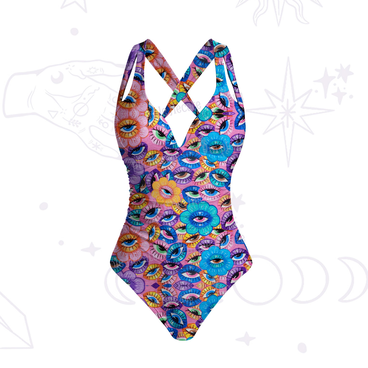 Purplehecate A World of Eyes One-Piece Swimsuit